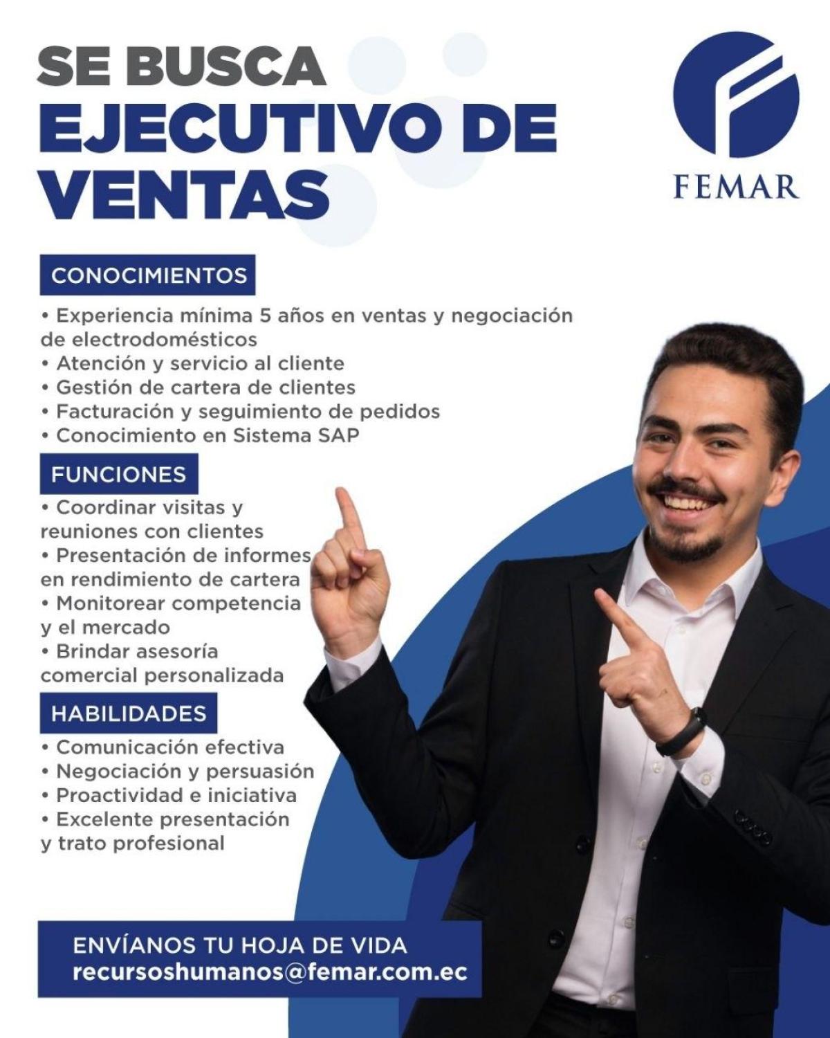 Se busca ejecutivo de ventas en Guayas