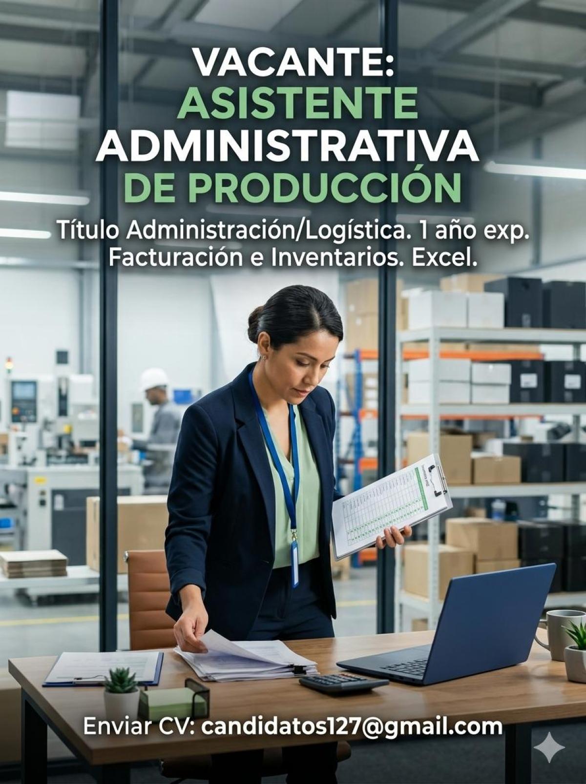 Se necesita  asistente administrativa de producción en guayaquil en Guayas