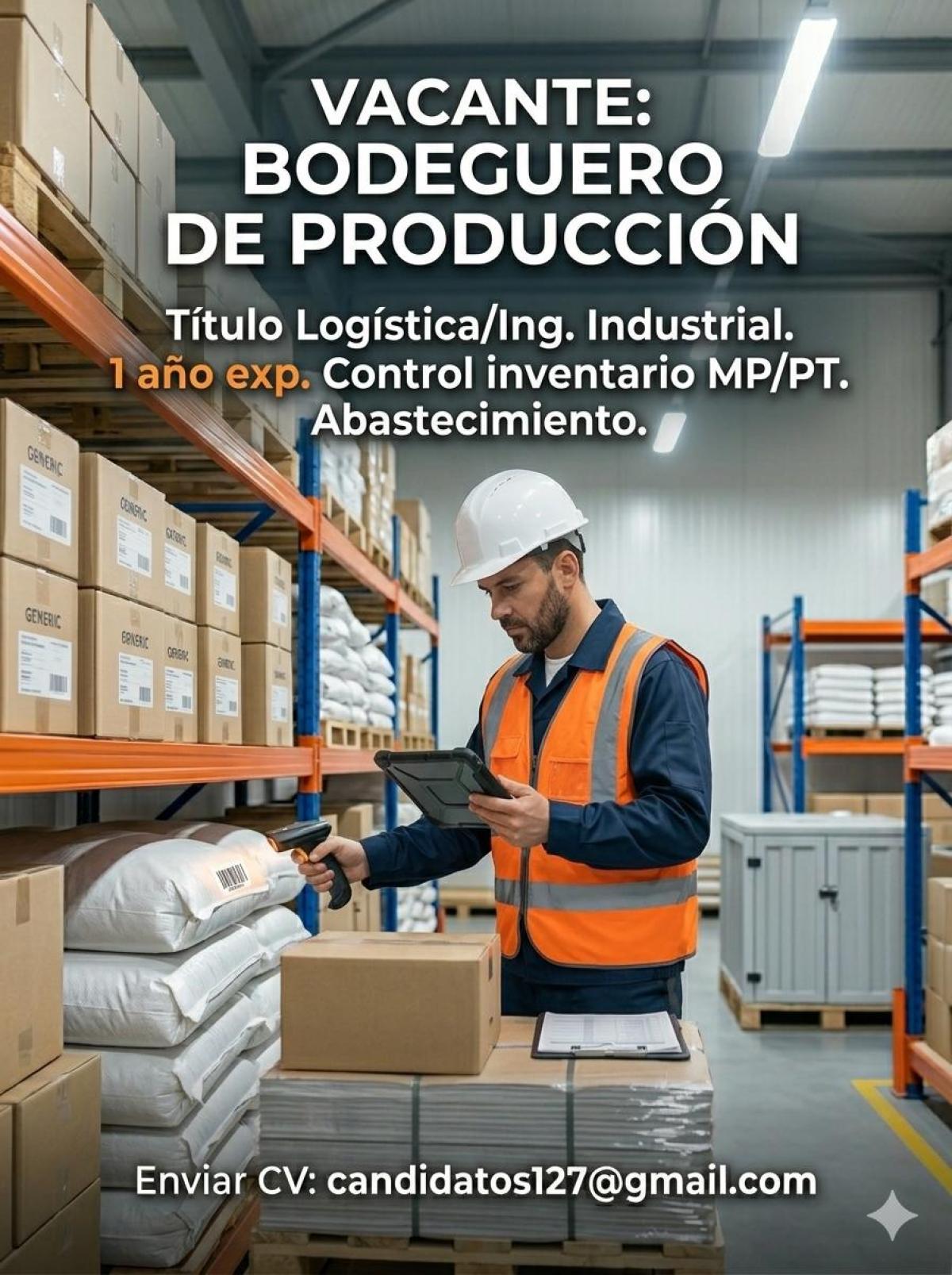 Se necesita bodeguero de producción en guayaquil en Guayas