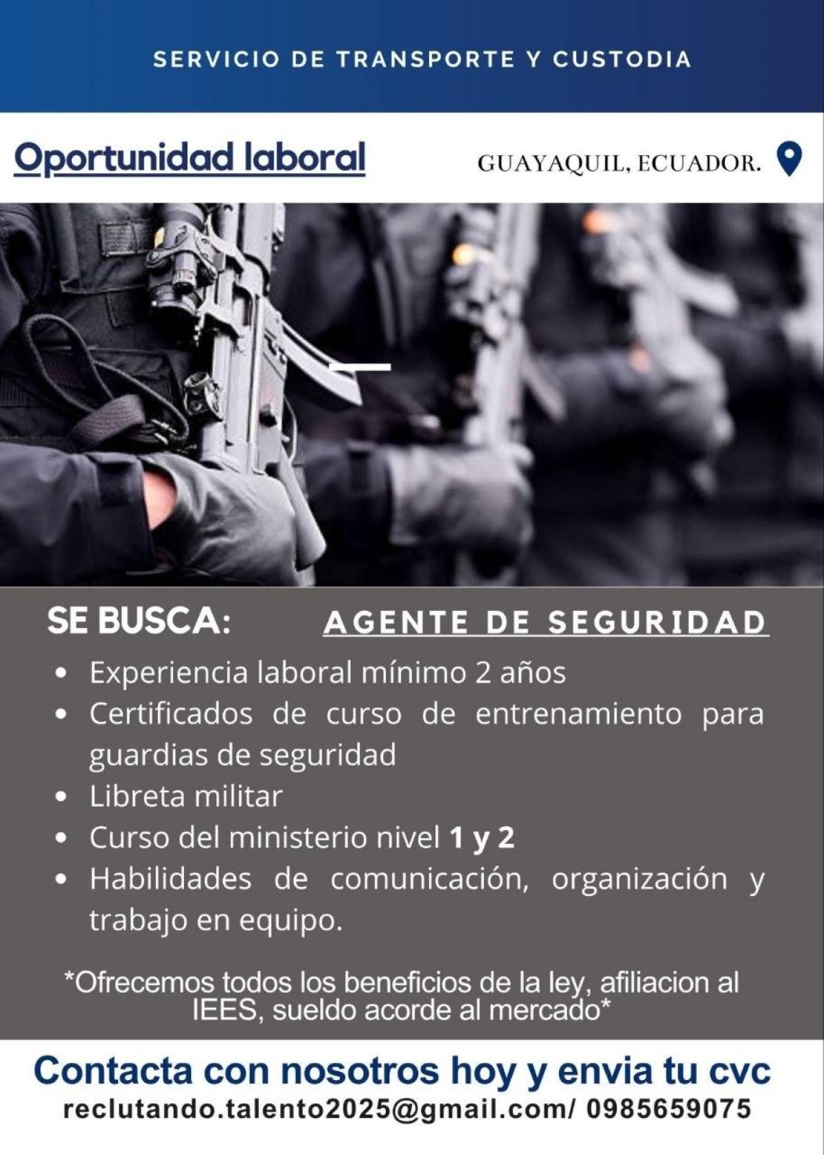 Se busca: agente de seguridad en Guayas