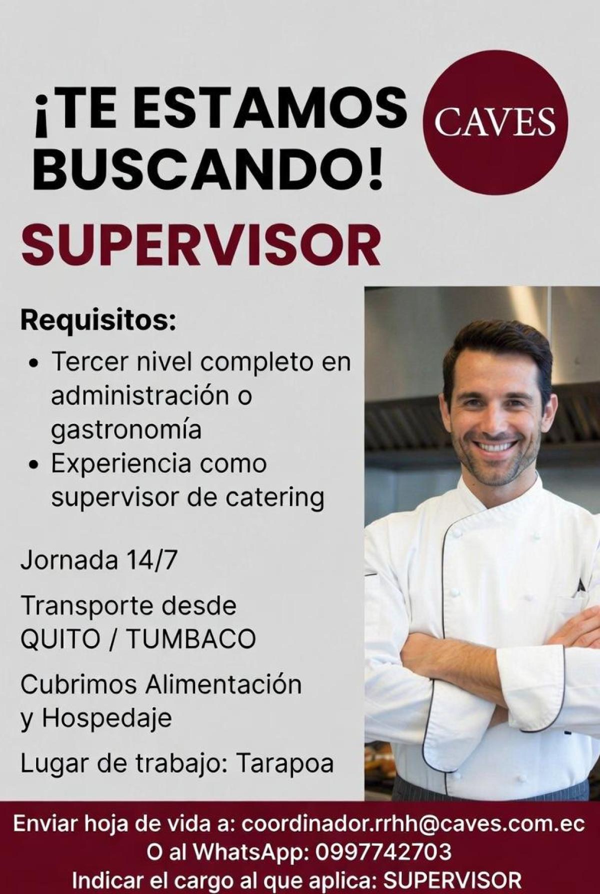 Se busca supervisor en Pichincha