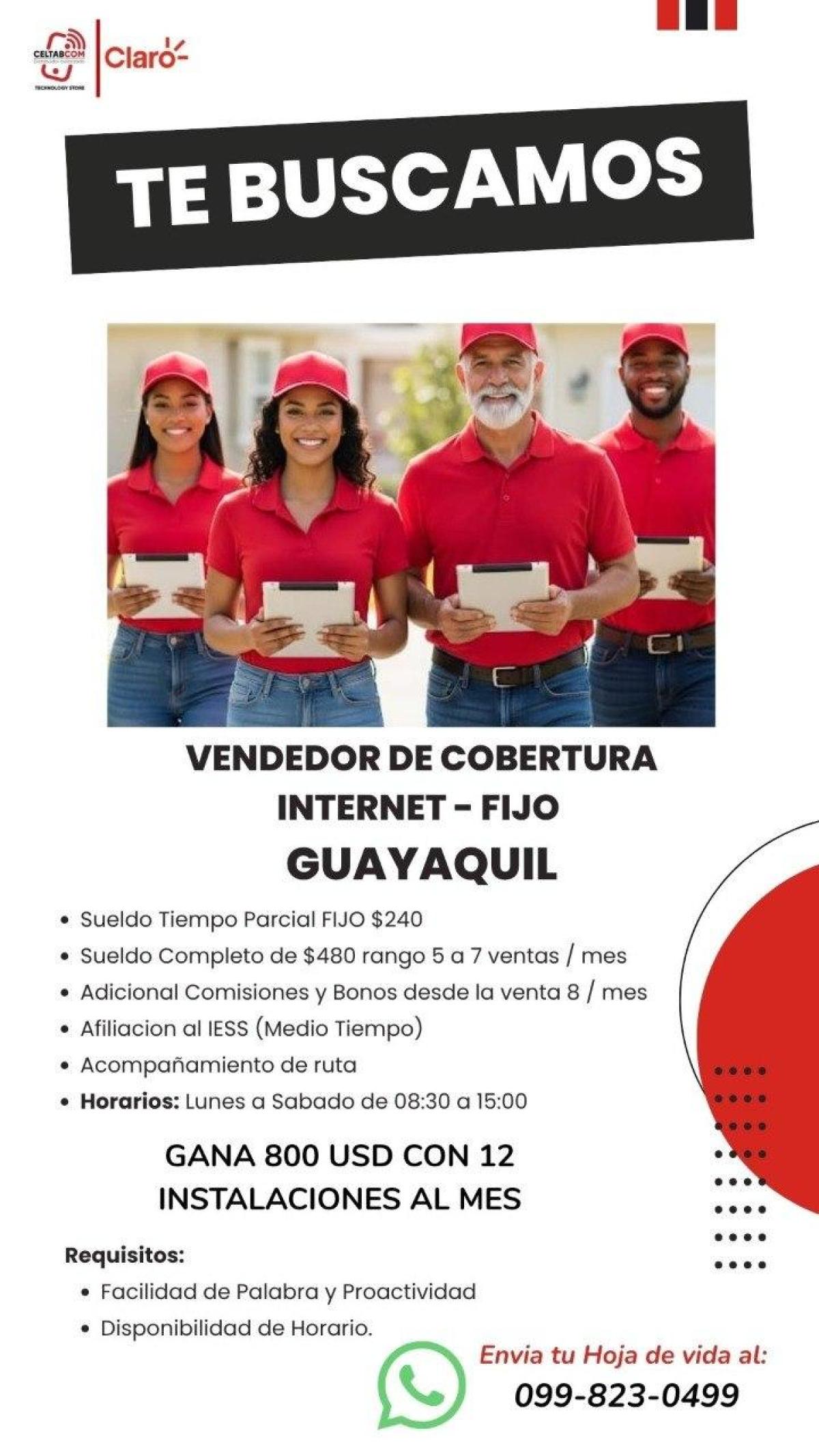 Vendedor de cobertura internet - fijo en Guayas