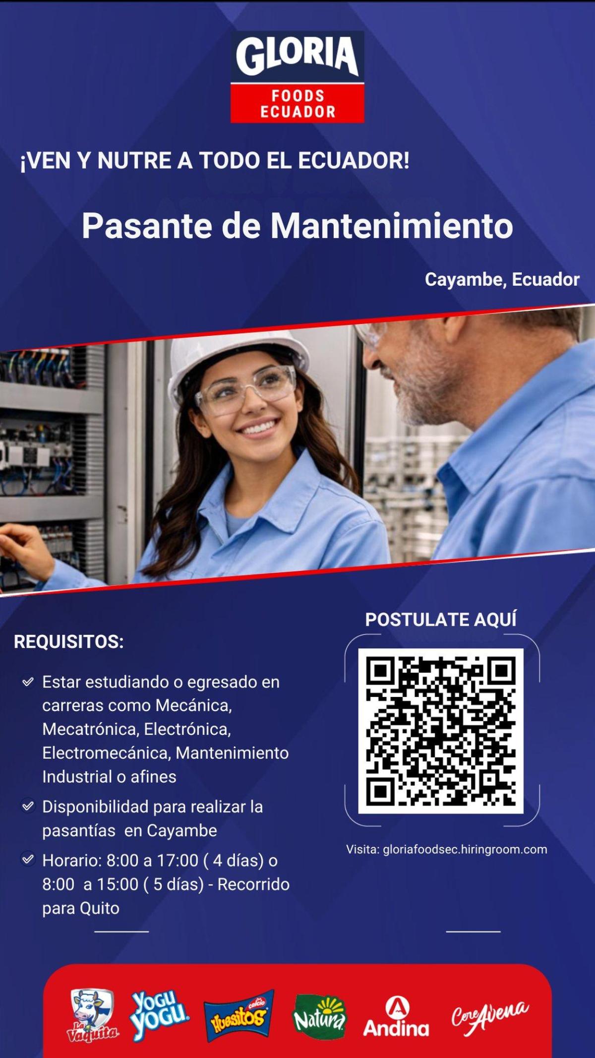 Se busca pasante de mantenimiento en Pichincha