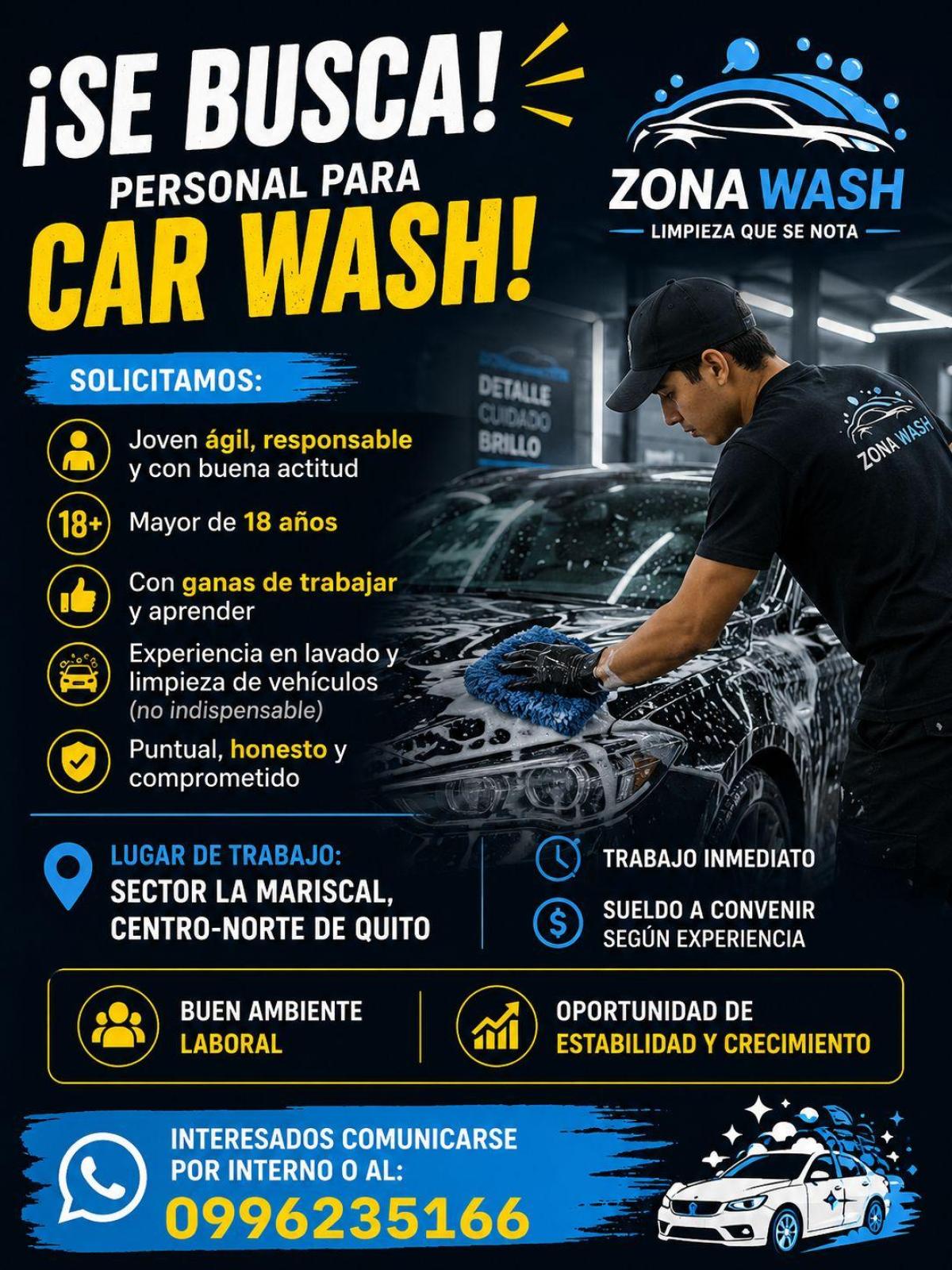 ¡se busca! personal para car wash en Pichincha