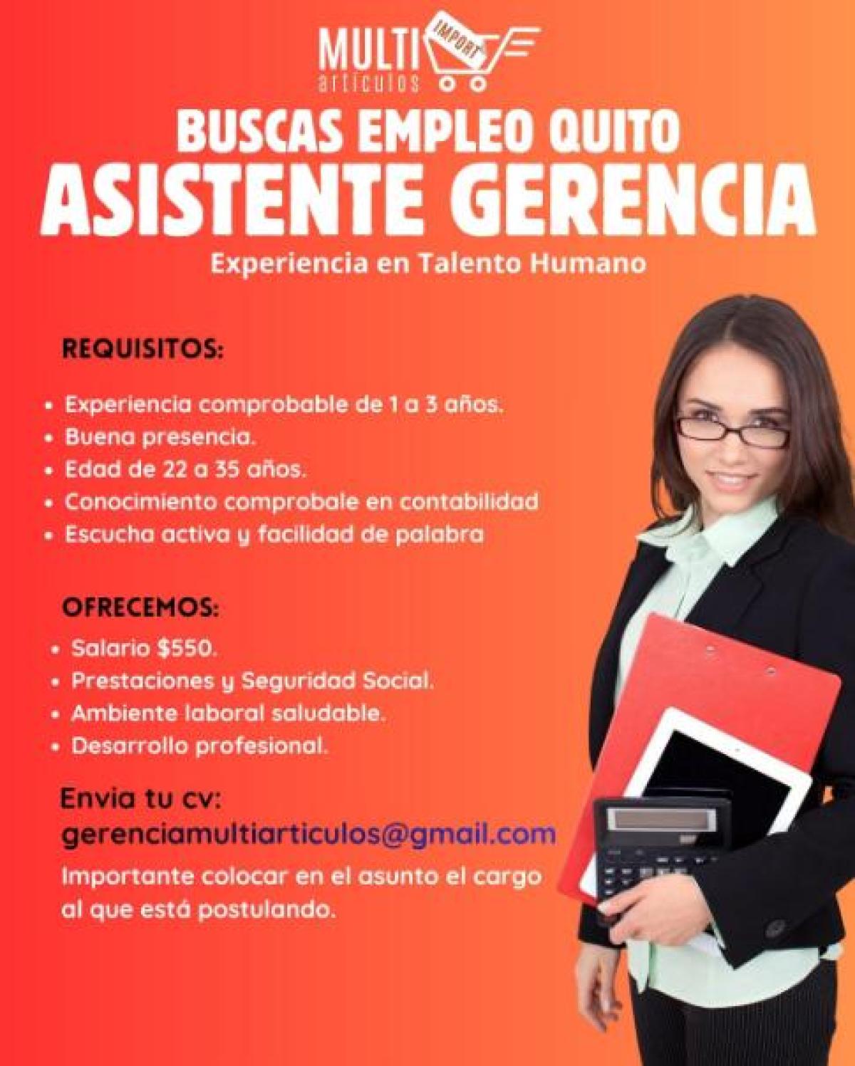 👩‍💼 asistente de gerencia en Pichincha