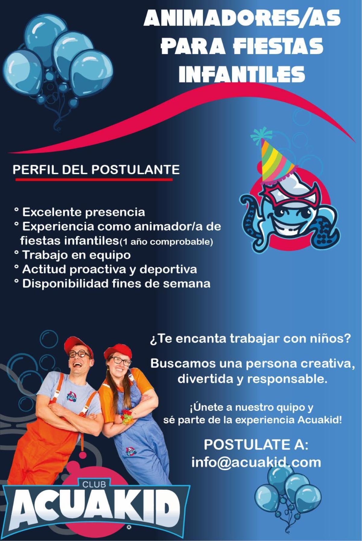 Se busca animadores/as para fiestas infantiles en Pichincha