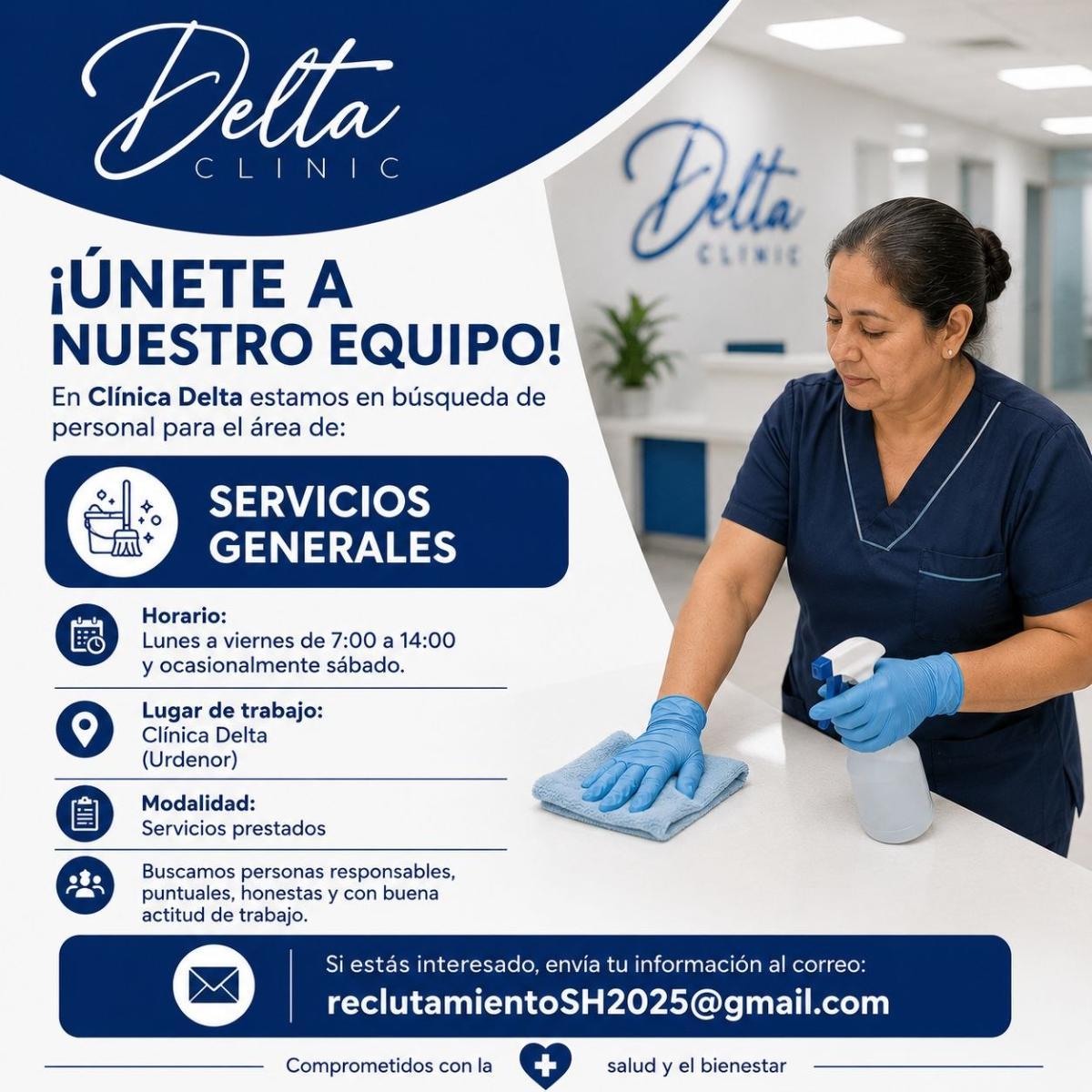 En clínica delta busca personal para el área de servicios generales. en Guayas