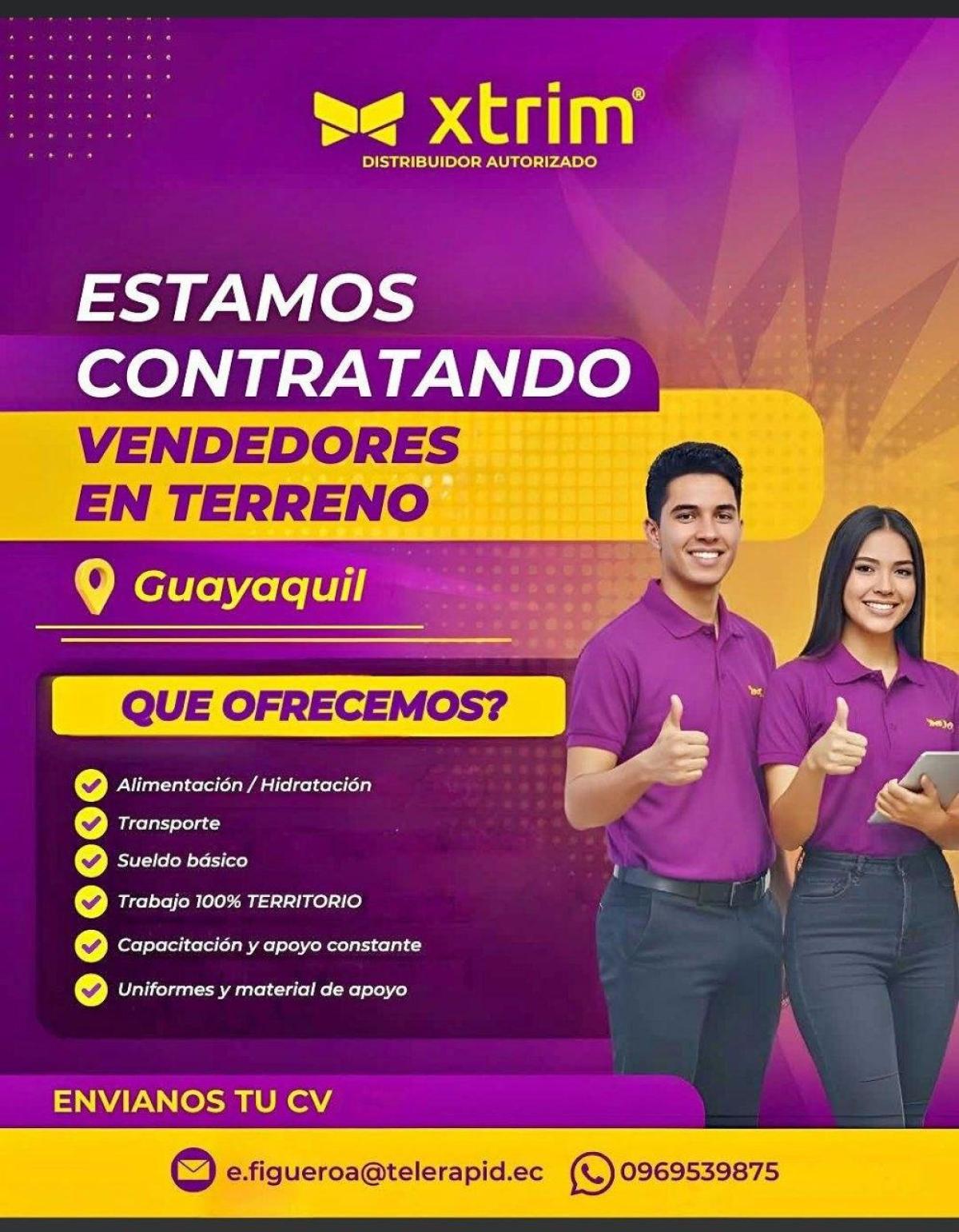 Estamos contratando vendedores en terreno en Guayas