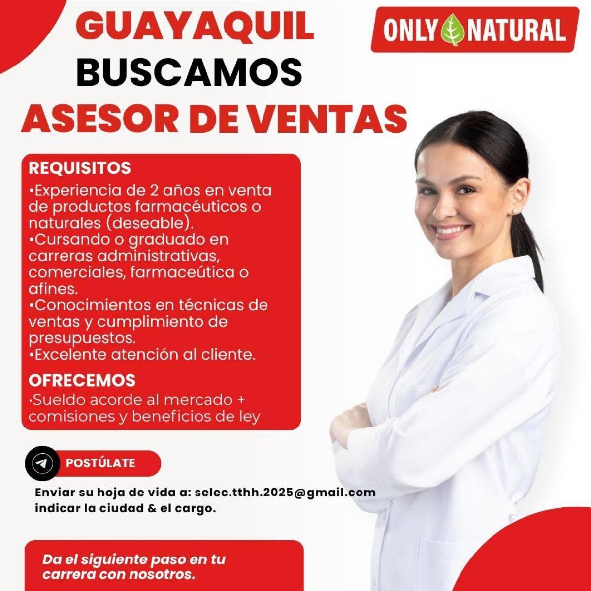 Buscamos asesor de ventas en Guayas